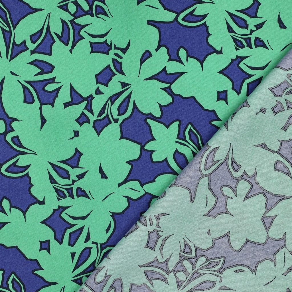 Fine Poplin Arty Flowers Blue/Green