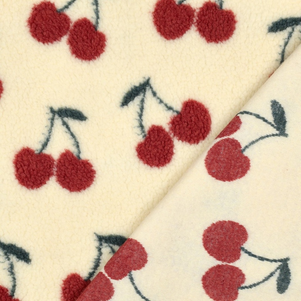 Teddy Jacquard Cherries Ecru