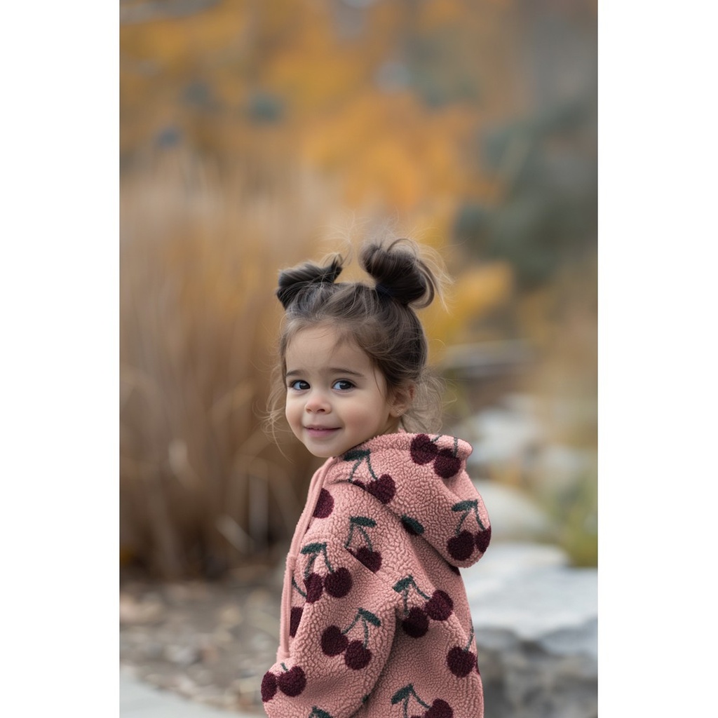 Teddy Jacquard Cherries Dark Rose