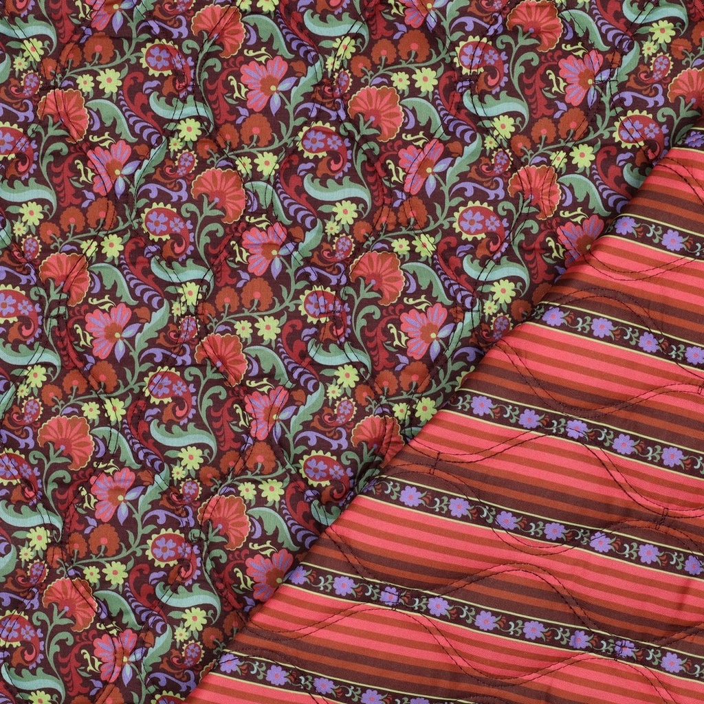 Matelassé Cotton Voile Digital Retro Flowers Brown