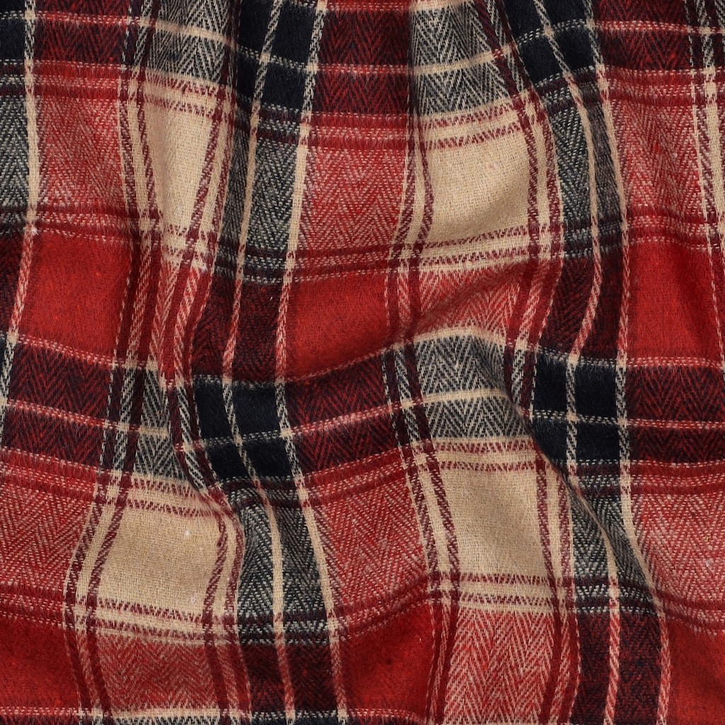 Brushed Yarn dyed Checks Beige/Red