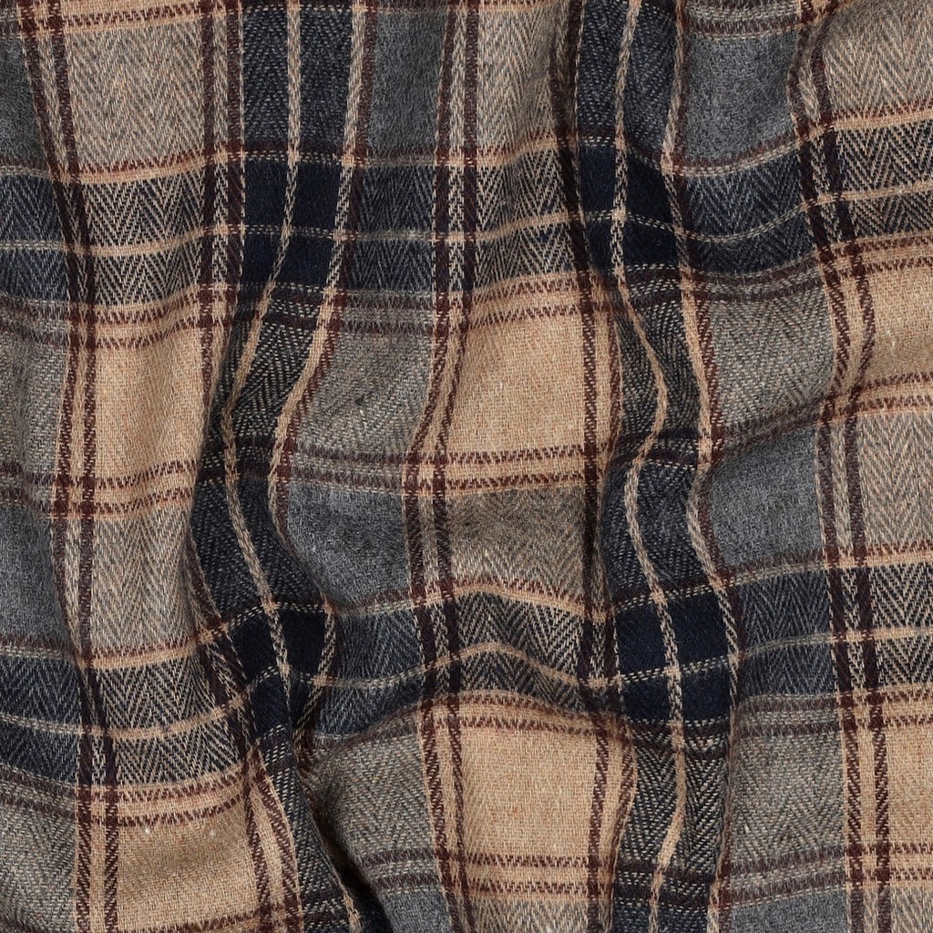 Brushed Yarn dyed Checks Beige/Navy