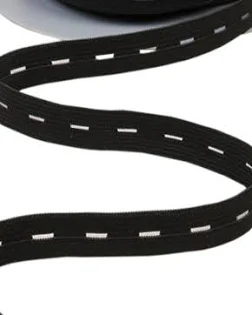 Knoopsgat elastiek zwart 20mm - 1 meter per pakje 
