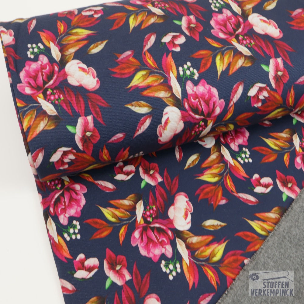 Alpenfleece Digital Autumn Flowers Navy