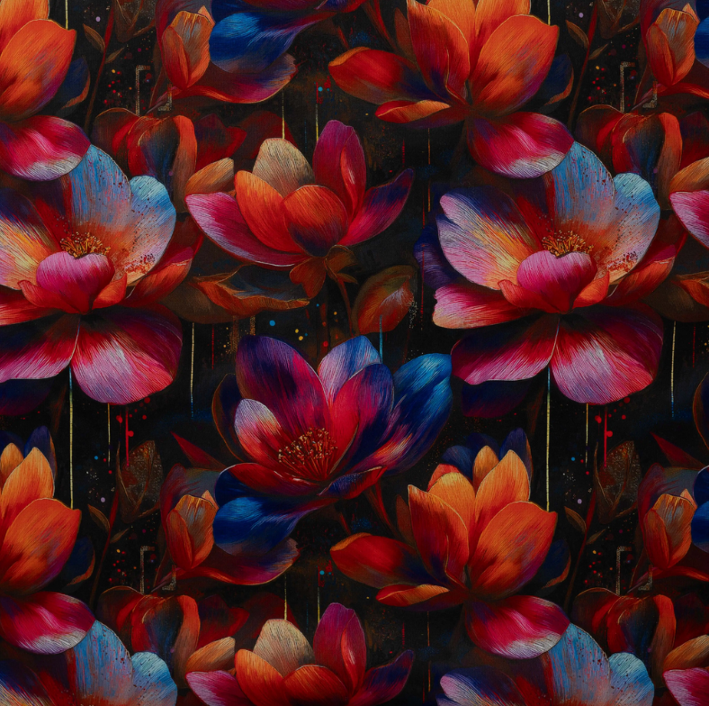 Alpenfleece Digital Flowers Orange