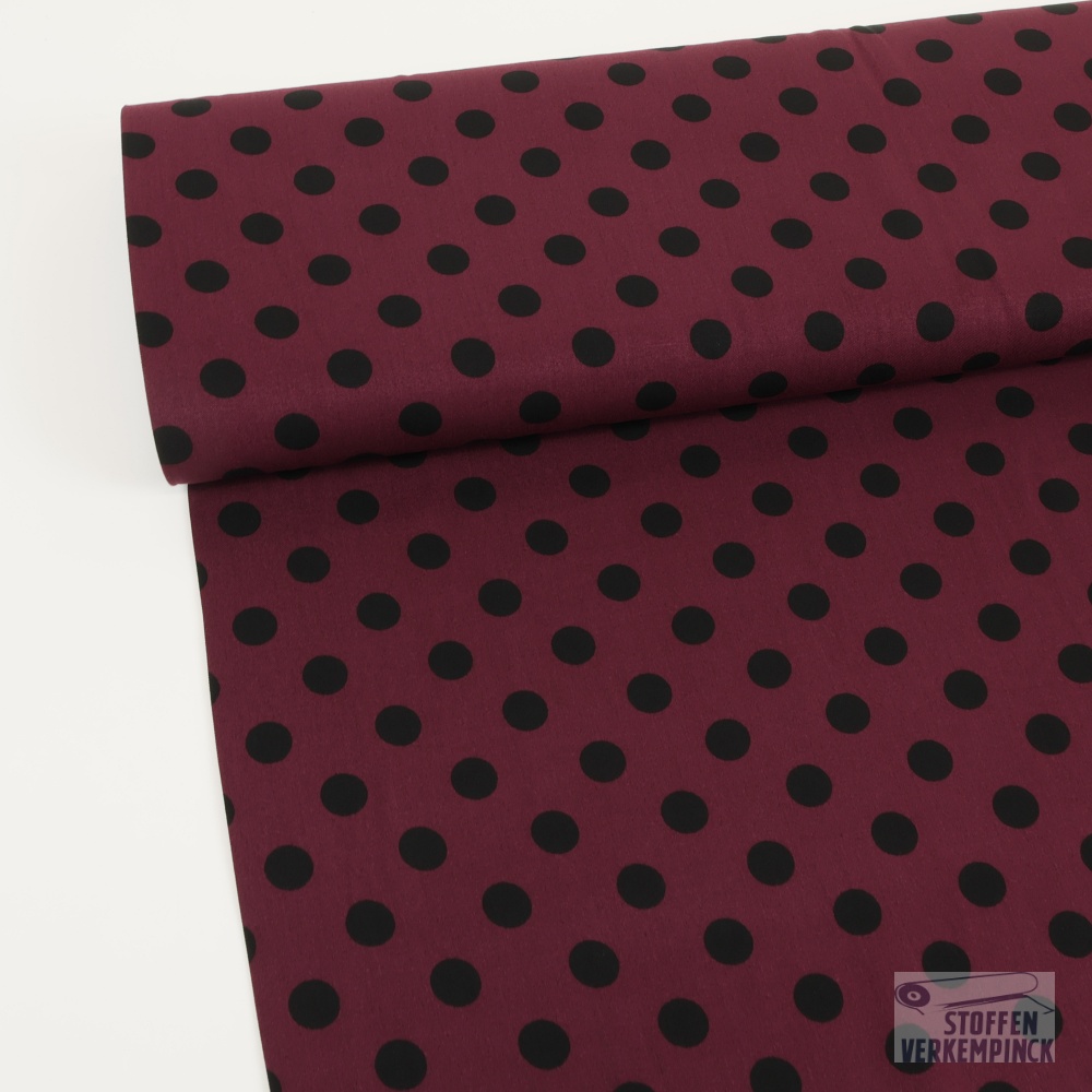 Viscose Twill Print Dots Wine