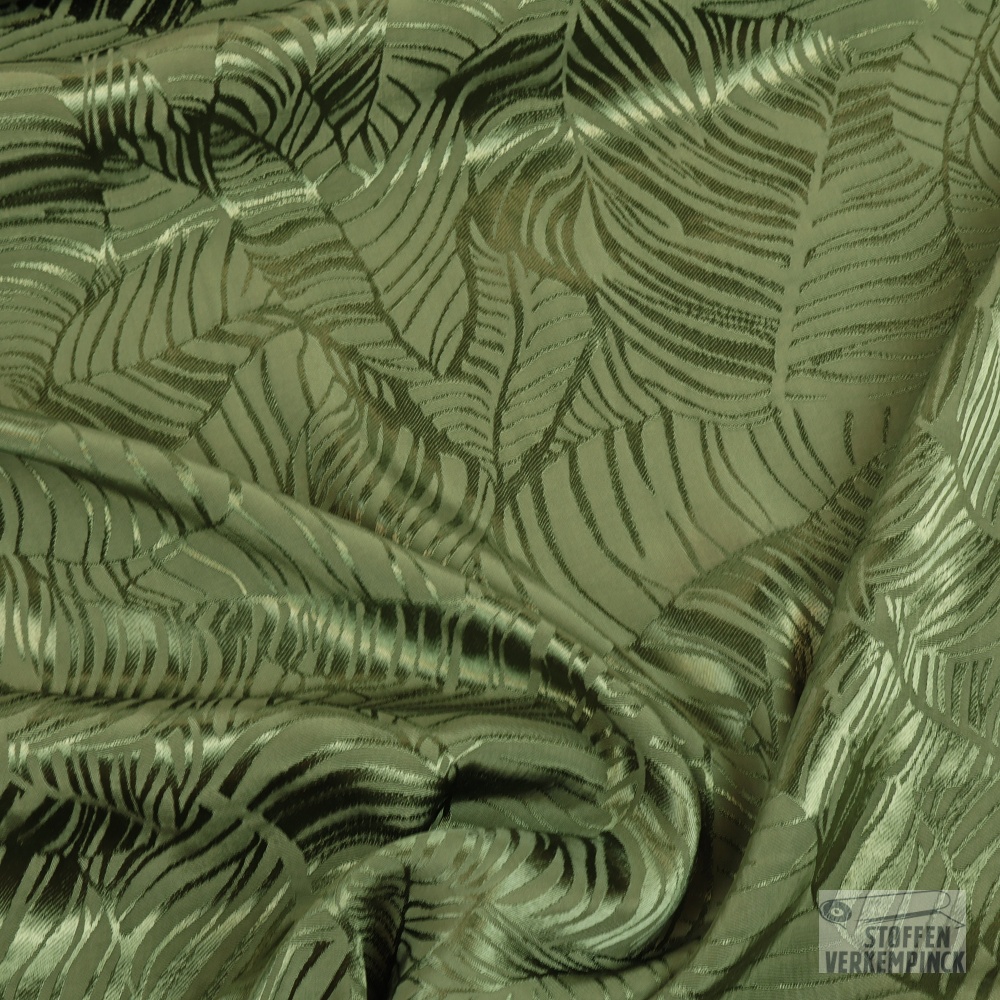 Viscose Jacquard Leaves Khaki
