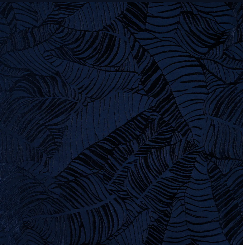 Viscose Jacquard Leaves Navy