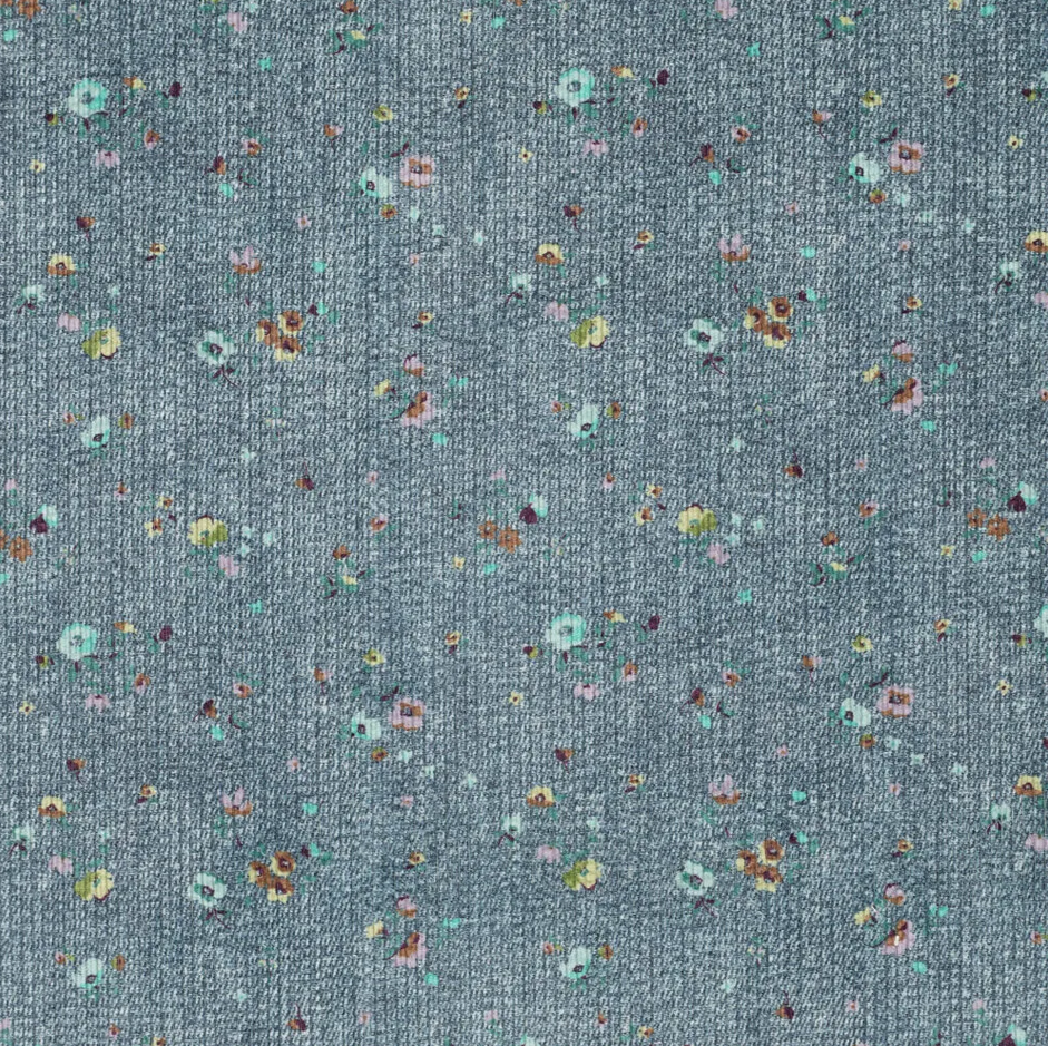 Ribvelours Denim Flower Dusty Blue