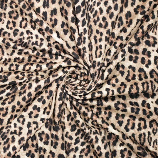 Breedtestretch Katoen Leopard