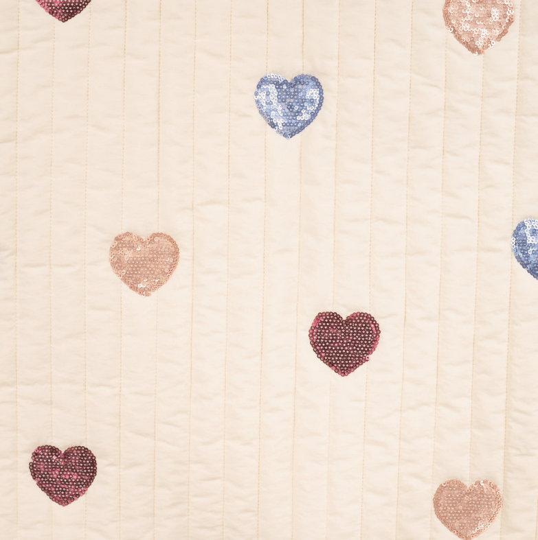 Matelassé Quilted Hearts paillet Ecru