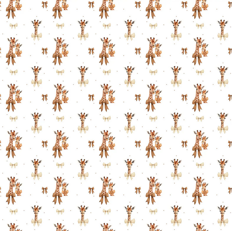 Cotton Poplin Digital Giraffe White