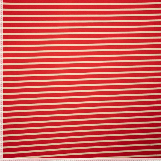 Jersey Katoen Yd Stripe Red/Ecru