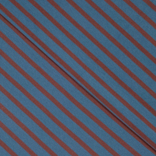 Jersey Katoen Yd Stripe Navy/Bourgundi