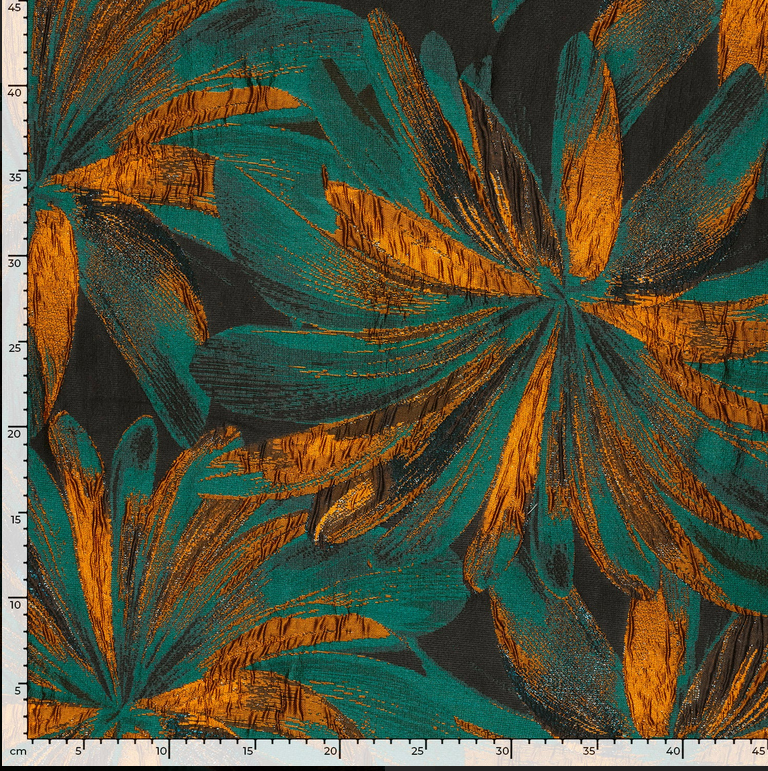 Jacquard Lamée Big Flower Petrol