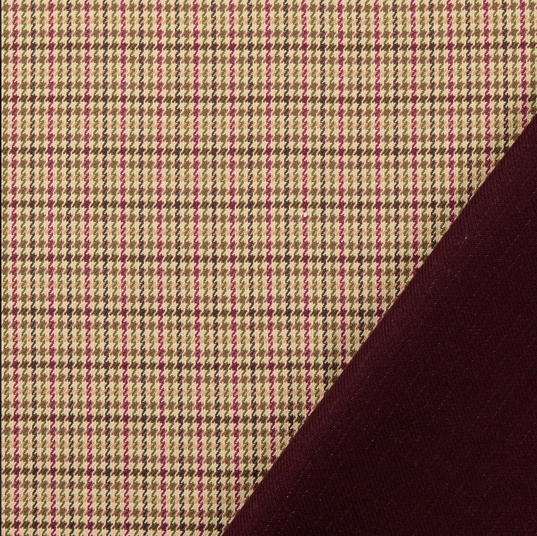 Mantelstof Doubles Faces Small Check Fuchsia/Bordeaux