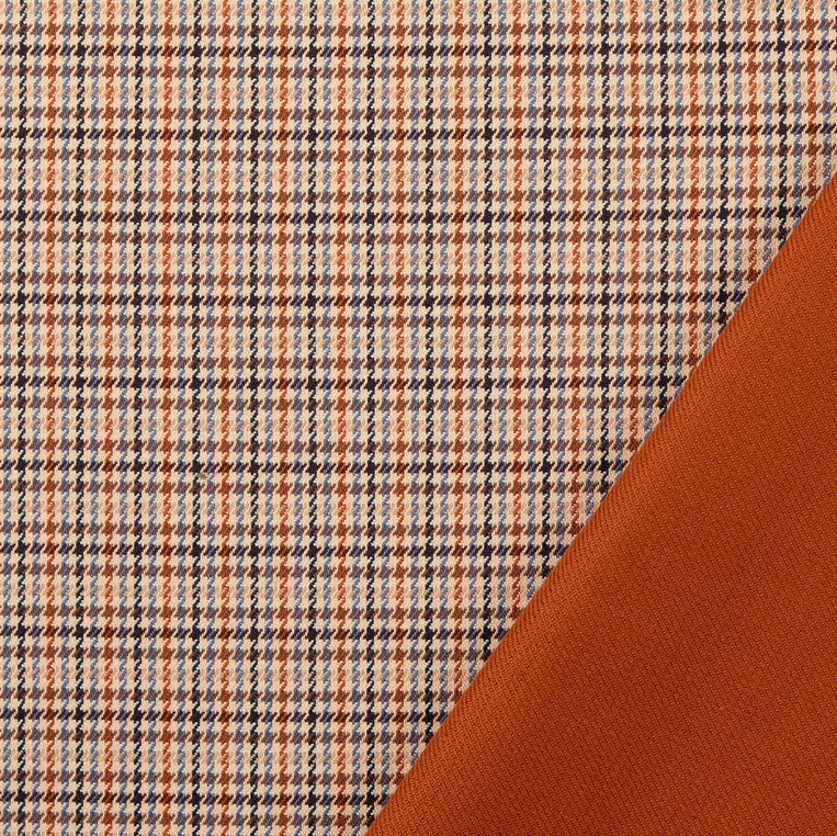Mantelstof Doubles Faces Small Check Dark Orange