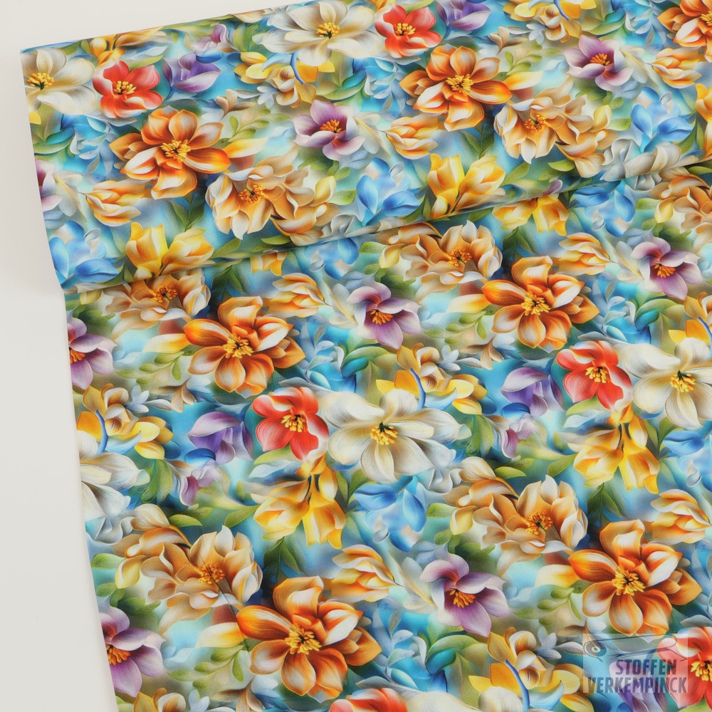 Viscose Digital Flowers Multicolour
