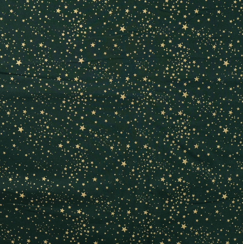 Katoen Kerst Foil Small Stars Green
