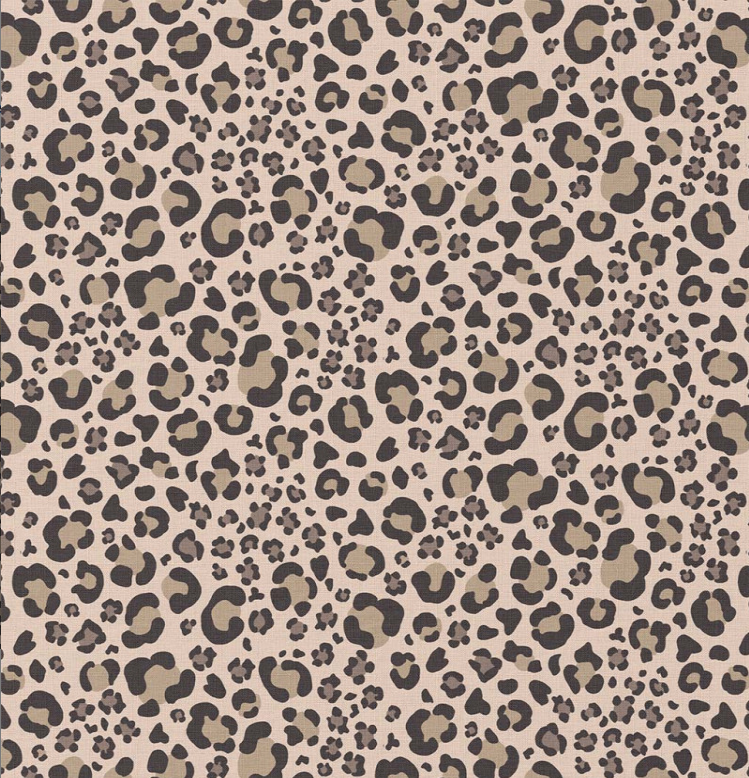 Katoen Print Leopard Charbon/Beige