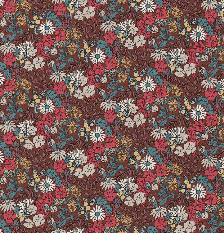 Katoen Digital Print Seasons Chocolat/Rouge