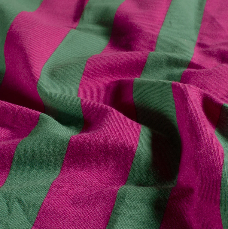 French Terry Vertical Stripe Fuchsia/Green