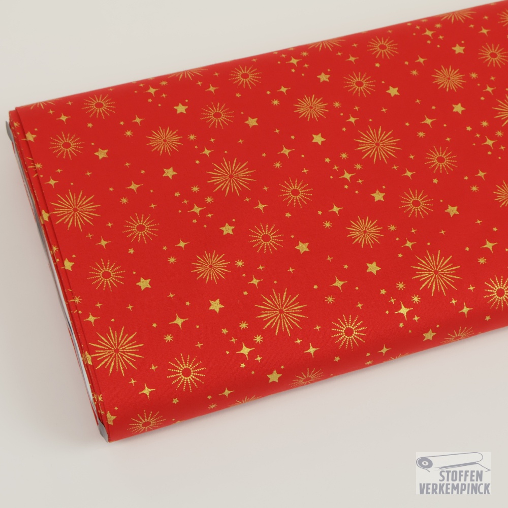 Kerst - Golden stars Red