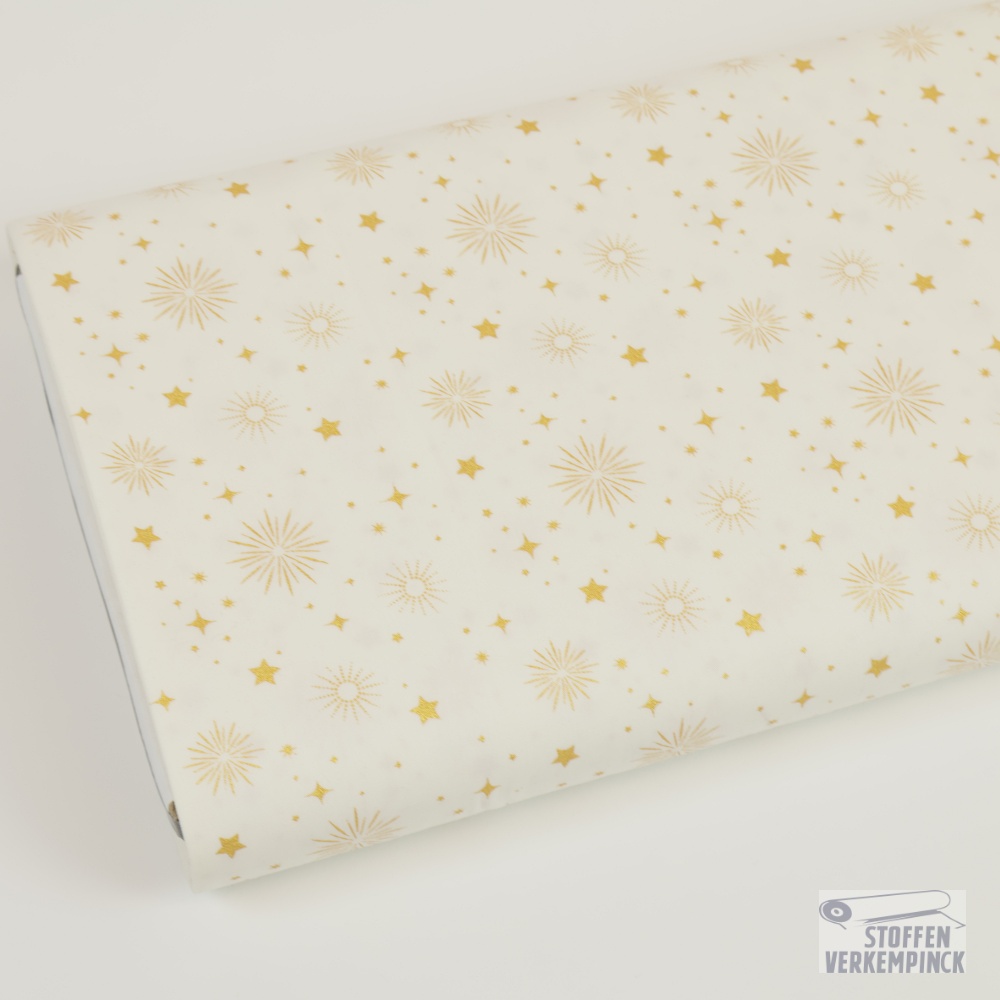 Kerst - Golden stars Ecru