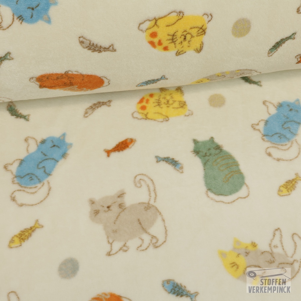 Wellnessfleece Print Cats - Creme
