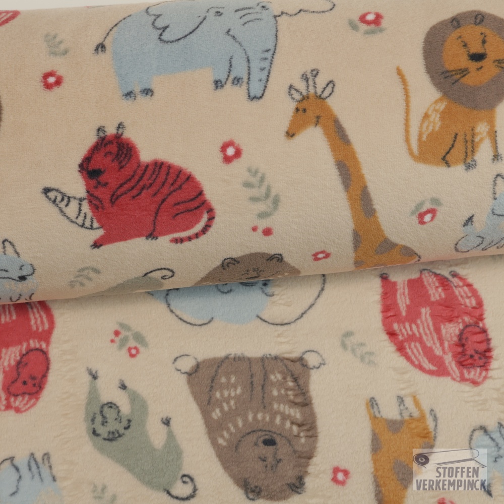 Wellnessfleece Print Safari Animals - Sand