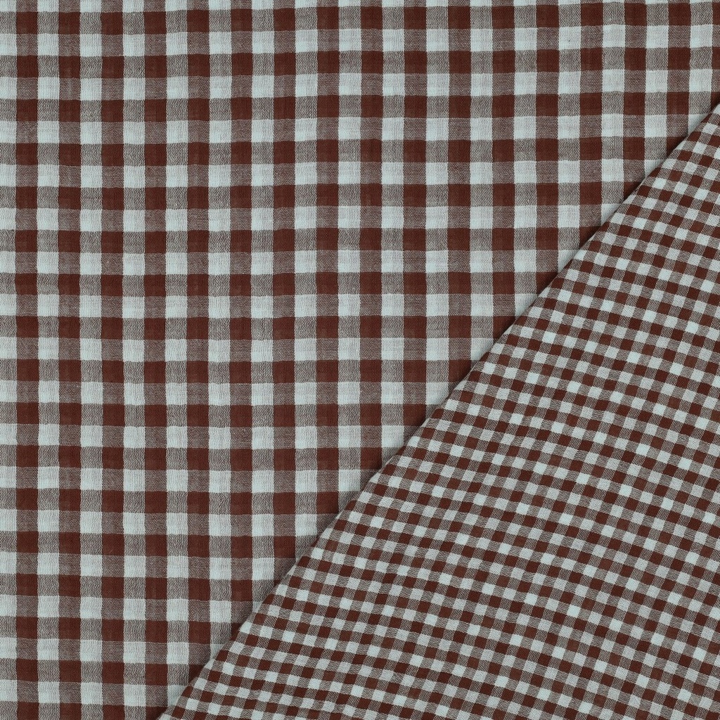 Double Gauze Yarn Dyed Checks Blue/Brown