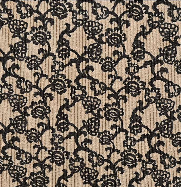 Stretch Corduroy Print Flower Beige