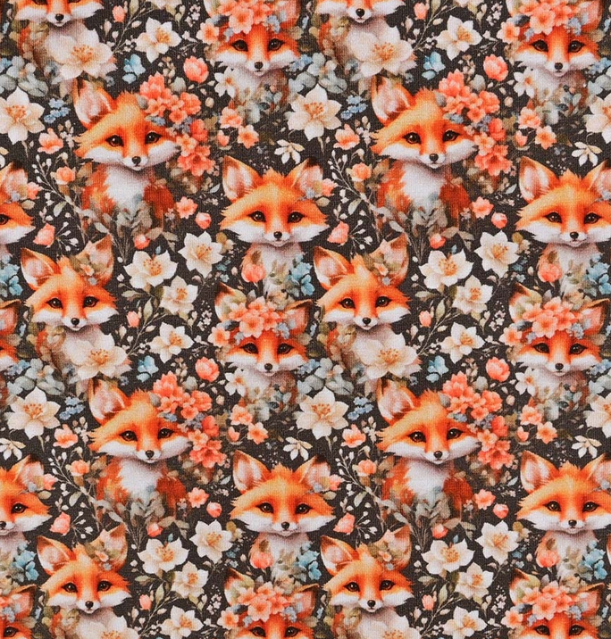 Jersey Digital Floral Fox Orange