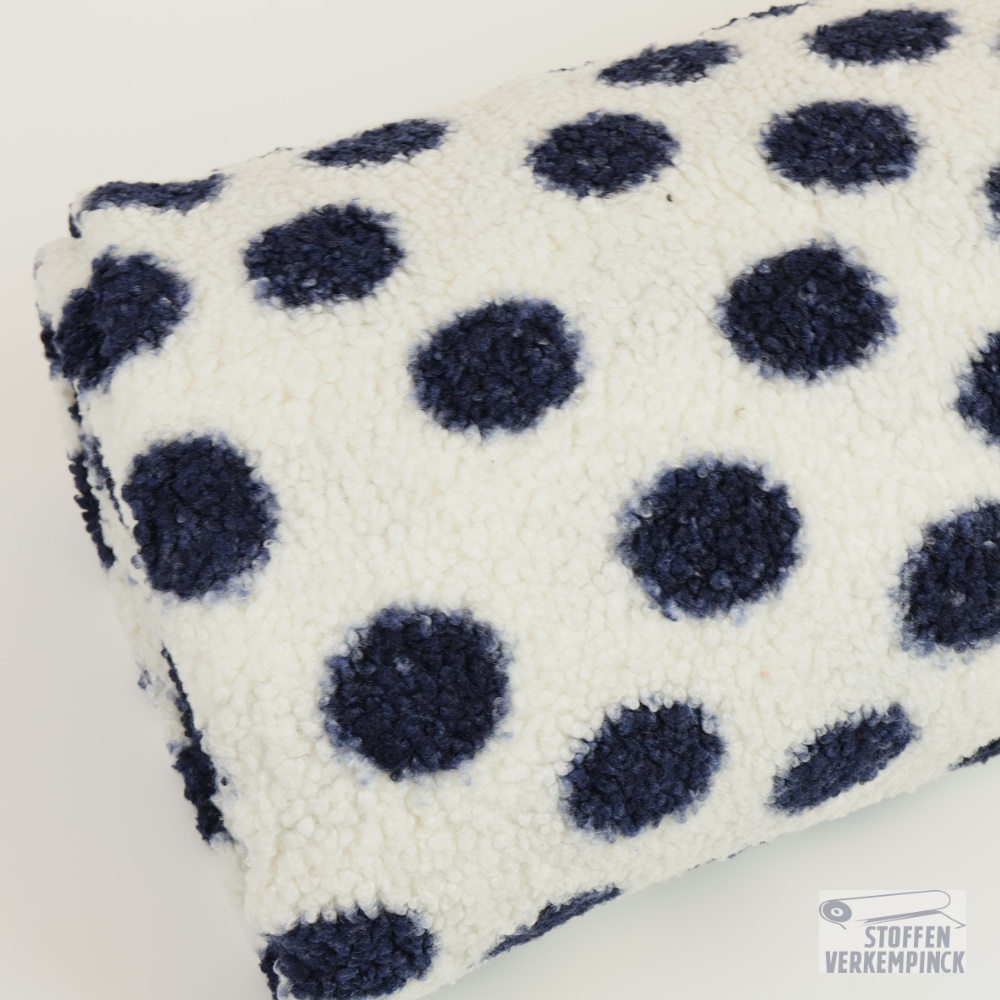 Teddy Jacquard Big Dots Off White/Navy
