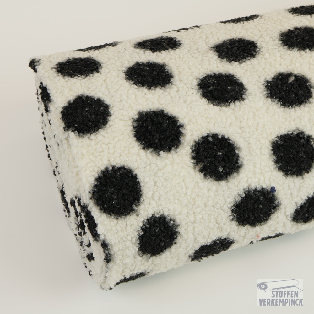 Teddy Jacquard Big Dots Off White/Black