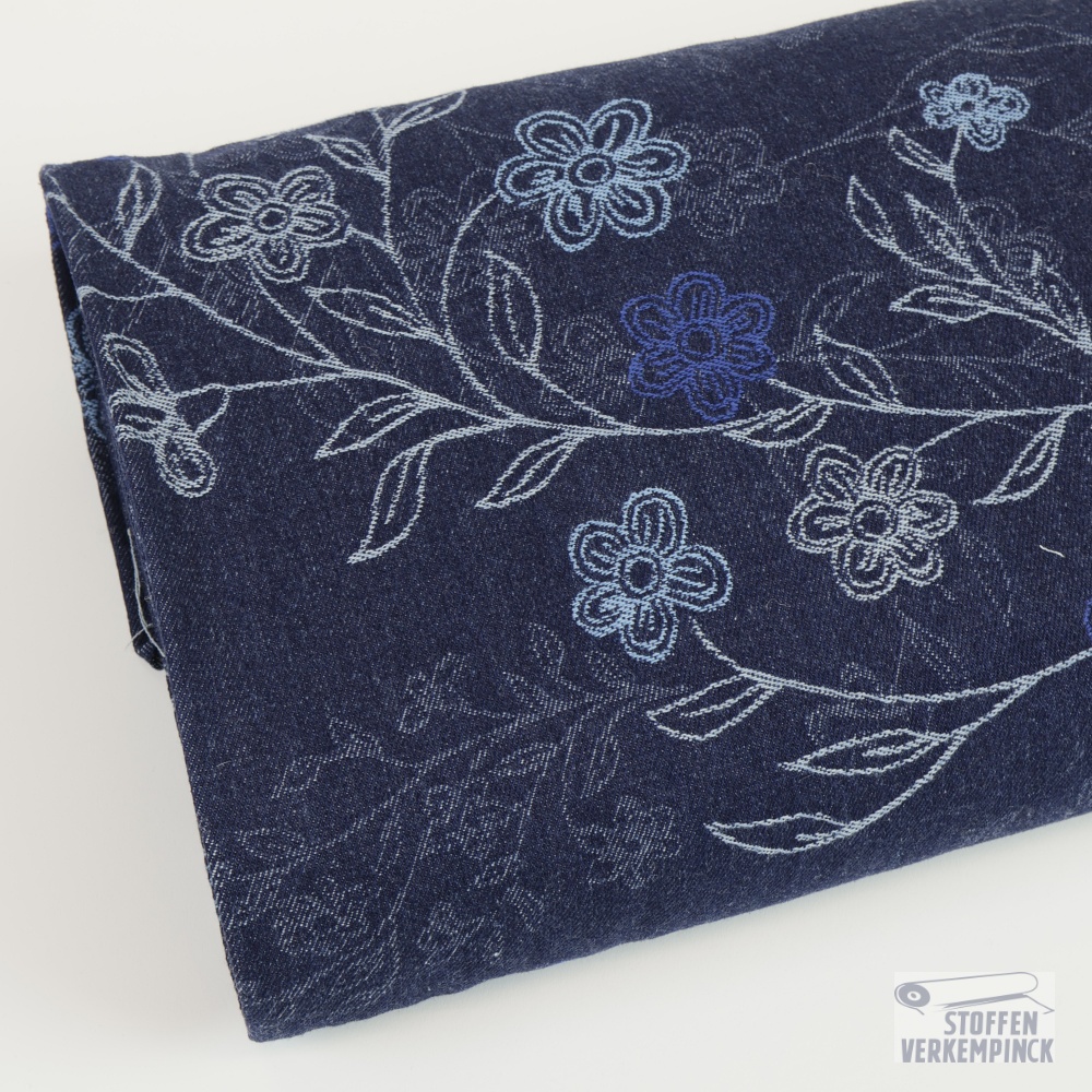 Jeans Jacquard Embroidery-look Dark Blue
