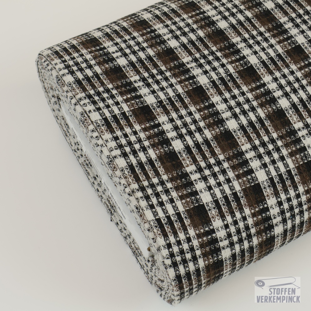 Waffle Fabric Check Brown