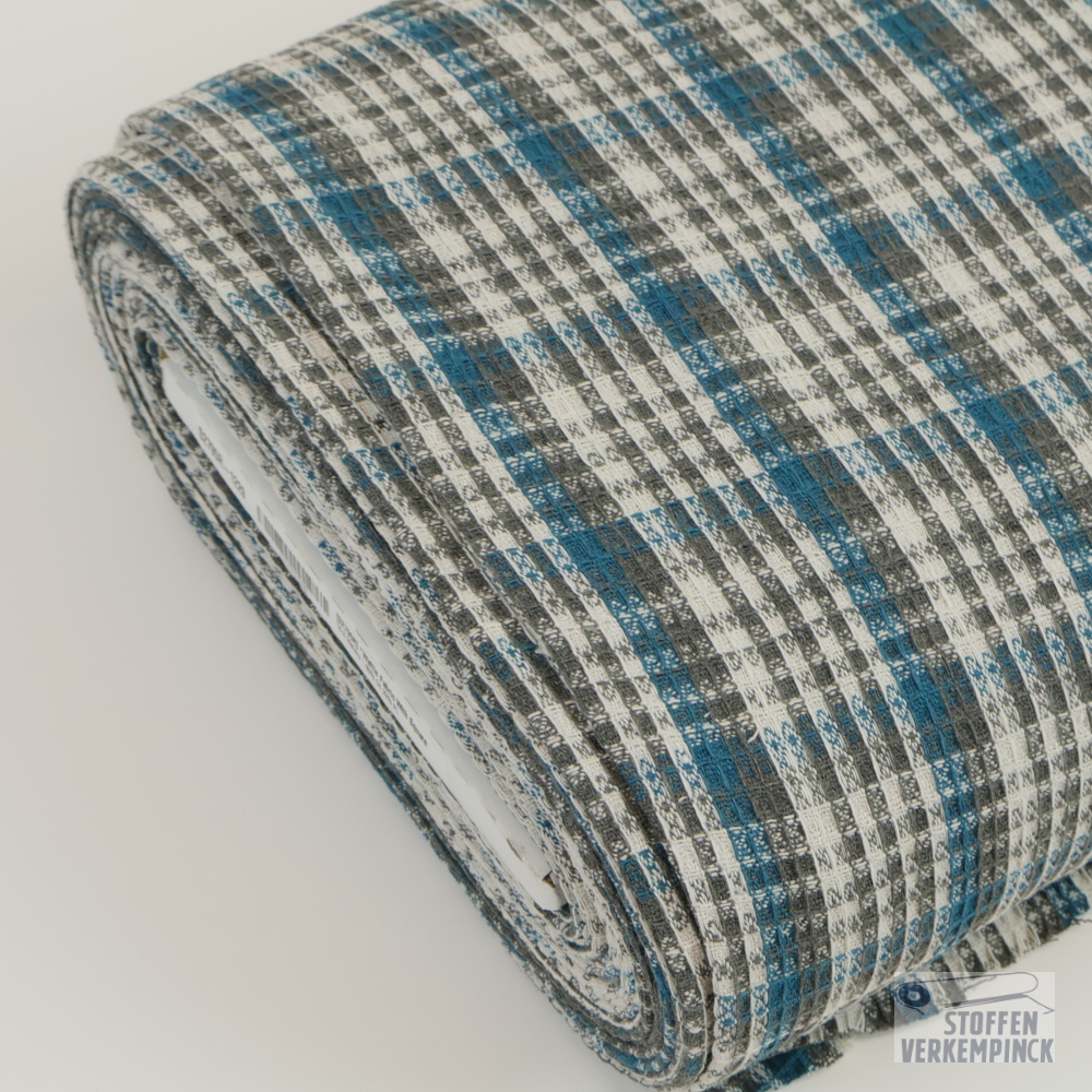 Waffle Fabric Check Light Petrol