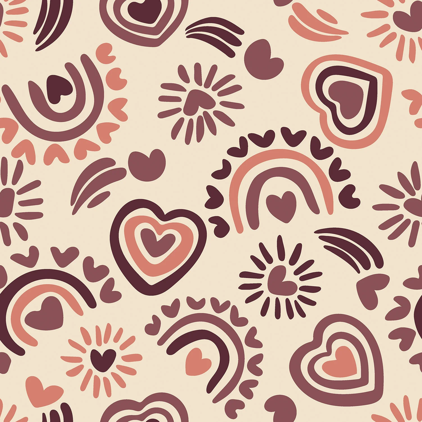 Flanel Hearts Ecru