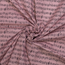 Katoen Print Muzieknoten Rose