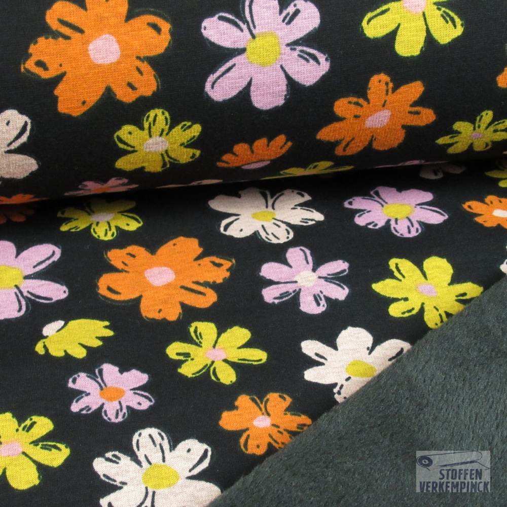 Alpenfleece Flowers Zwart