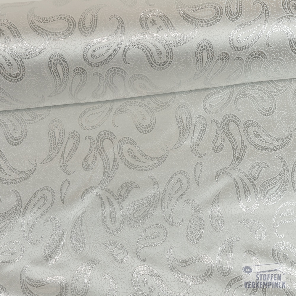 Brokaat Paisley Zilver