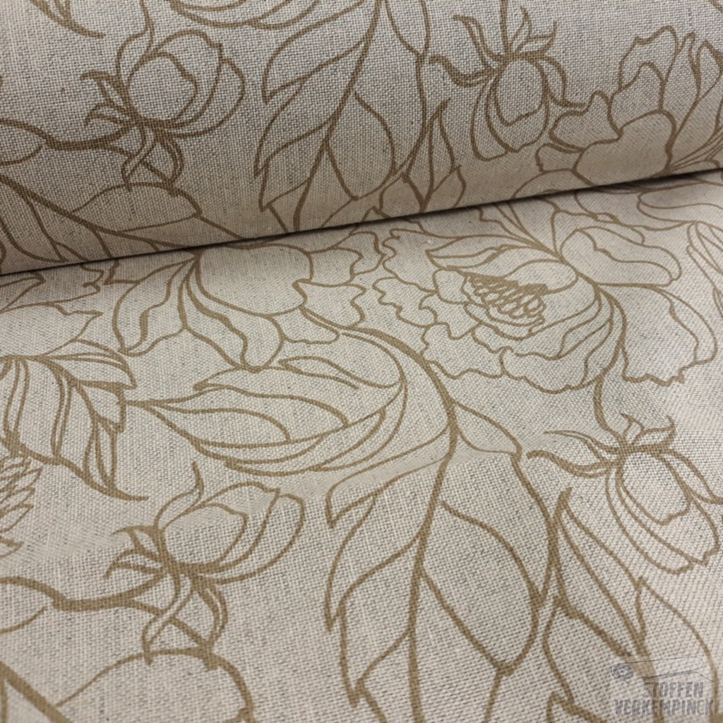 Decostof Bloemenprint Ton sur Ton Beige