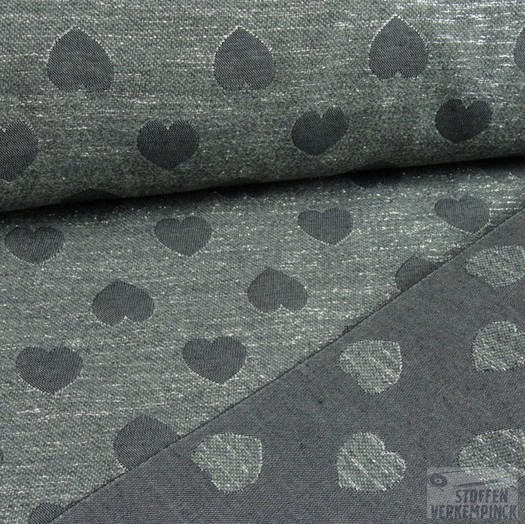 Glitter Jacquard Hearts Grey