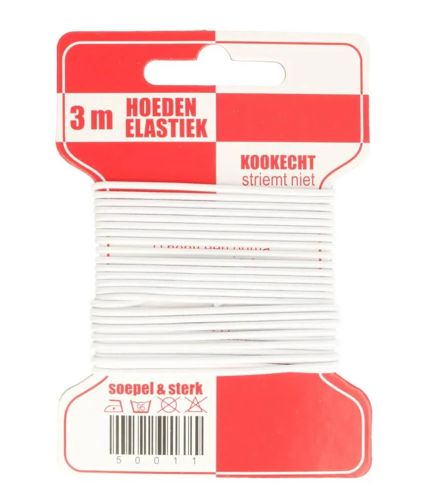 Hoedenelastiek 3m Wit