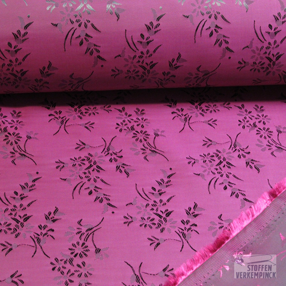 Jacquard Voering Bloemen Magenta