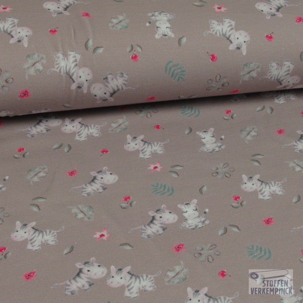 Jersey Digiprint Baby Zebra Oud Rose