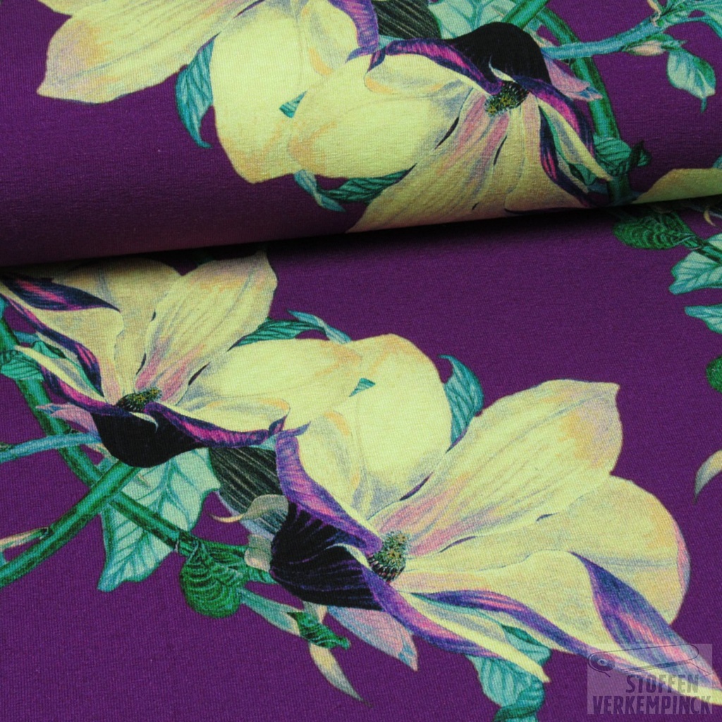 Jersey Digital Print Flowers Violet