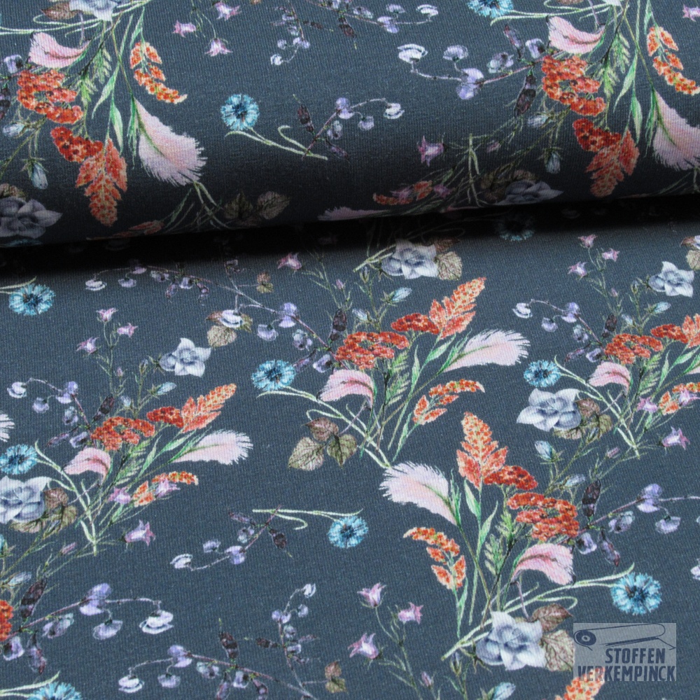 Jersey Digital Wild Flowers Navy