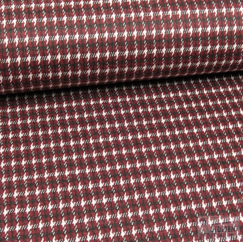 Jersey Jacquard Pied de Poule Bordeaux